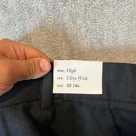 Abercrombie & Fitch High Rise Ultra Wide Leg Linen Blend Pants Size 32 Black New - Picture 7 of 9